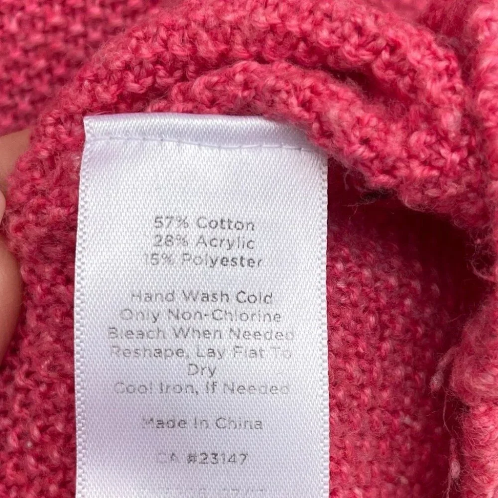 Talbots Pink Confetti Cable Knit Crewneck Sweater Womens XS